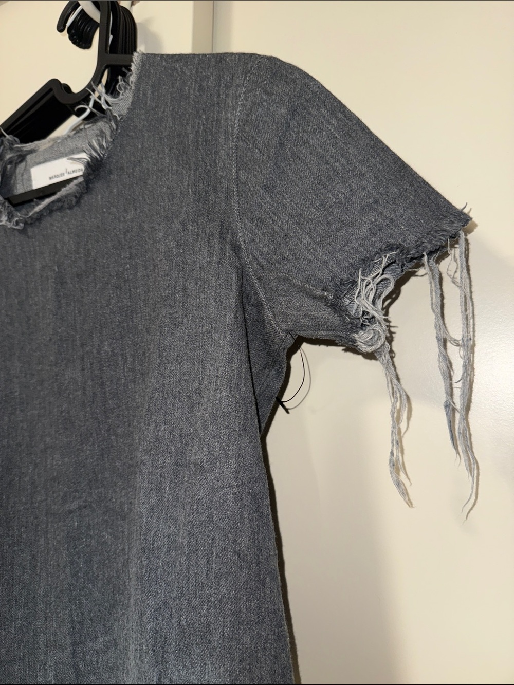 Washed Charcoal Distressed Short-Sleeve Tee by Marques’ Almeida - Picture 4 of 11